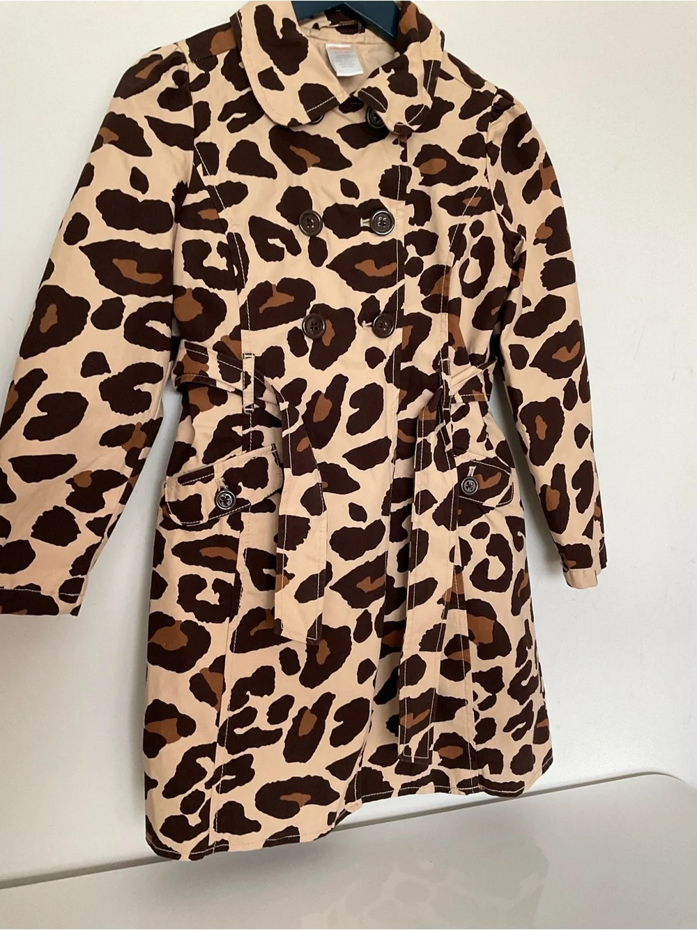 Gymboree Kids Leopard Print Trench Coat - Brown/Beige Size M(7-8)